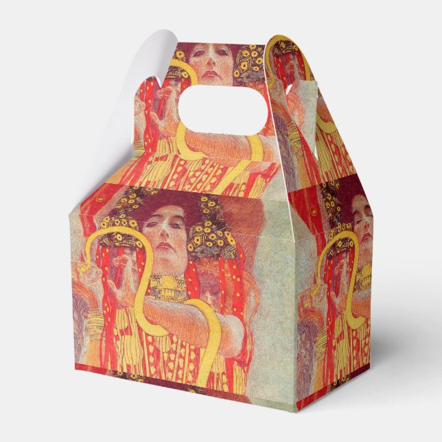 Gustav Klimt Red Woman Gold Snake Painting Favor Boxes (Front Side)