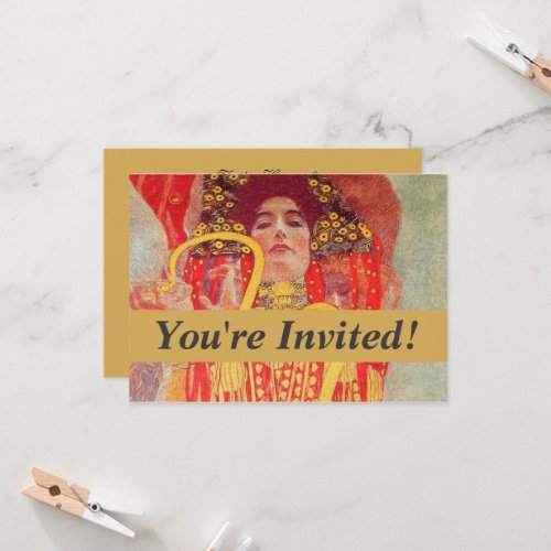 Gustav Klimt Red Woman Gold Snake Painting Invitation