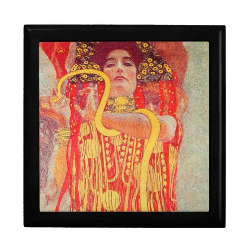 Gustav Klimt Red Woman Gold Snake Painting Jewelry Box