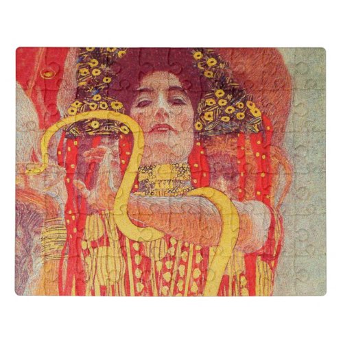 Gustav Klimt Red Woman Gold Snake Painting Jigsaw Puzzle