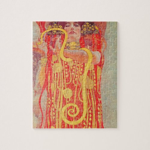 Gustav Klimt Red Woman Gold Snake Painting Jigsaw Puzzle