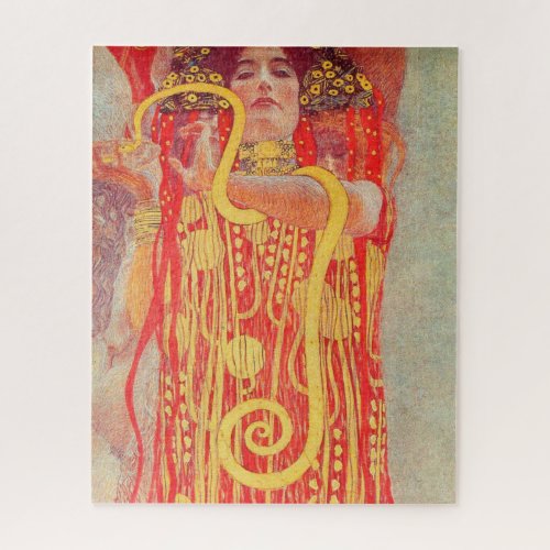 Gustav Klimt Red Woman Gold Snake Painting Jigsaw Puzzle