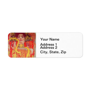 Gustav Klimt Red Woman Gold Snake Painting Label