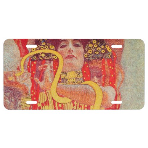 Gustav Klimt Red Woman Gold Snake Painting License Plate