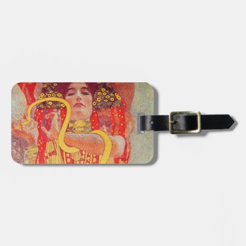 Gustav Klimt Red Woman Gold Snake Painting Luggage Tag