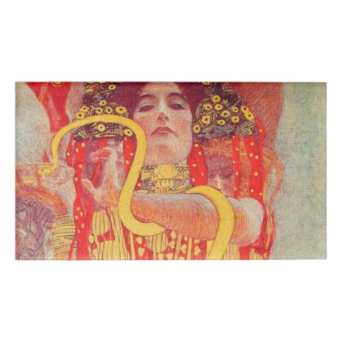 Gustav Klimt Red Woman Gold Snake Painting Name Tag