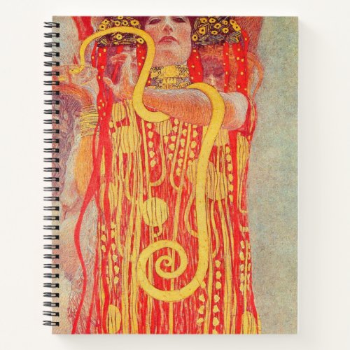 Gustav Klimt Red Woman Gold Snake Painting Notebook
