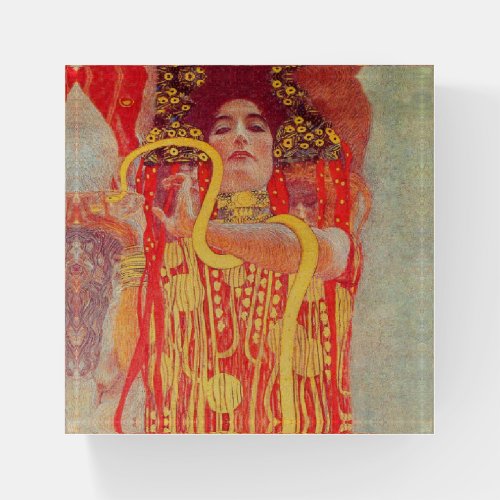 Gustav Klimt Red Woman Gold Snake Painting Paperweight