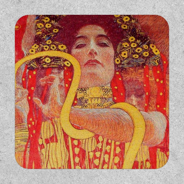 Gustav Klimt Red Woman Gold Snake Painting Patch (Front)