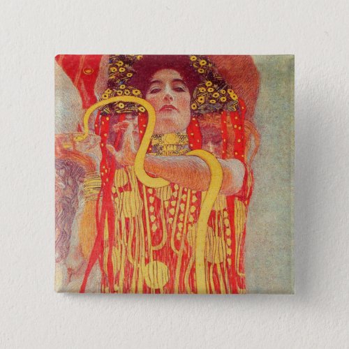 Gustav Klimt Red Woman Gold Snake Painting Pinback Button