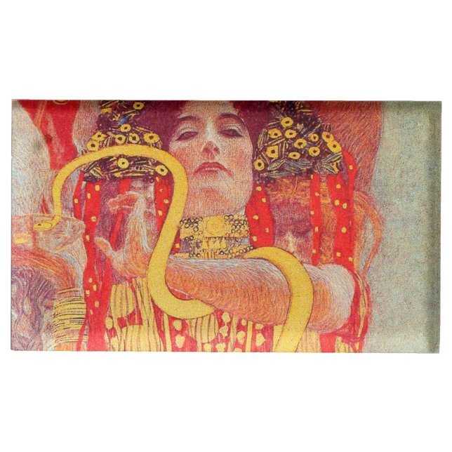 Gustav Klimt Red Woman Gold Snake Painting Place Card Holder (Front)