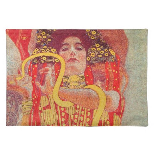 Gustav Klimt Red Woman Gold Snake Painting Placemat