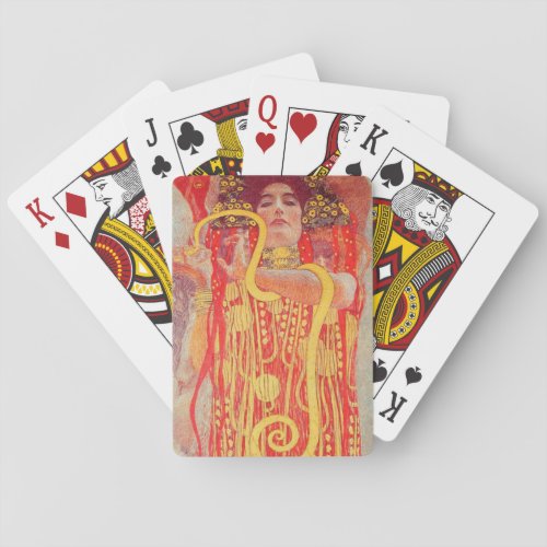 Gustav Klimt Red Woman Gold Snake Painting Poker Cards