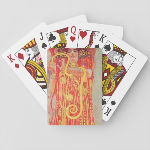 Gustav Klimt Red Woman Gold Snake Painting Poker Cards