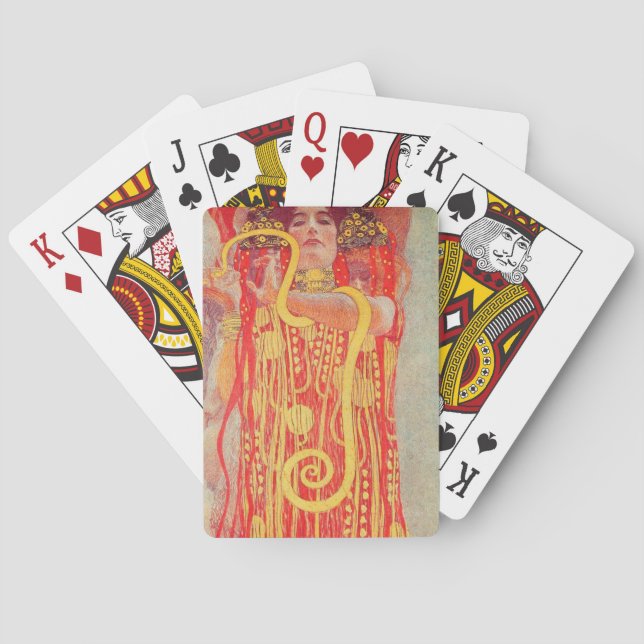 Gustav Klimt Red Woman Gold Snake Painting Poker Cards (Back)
