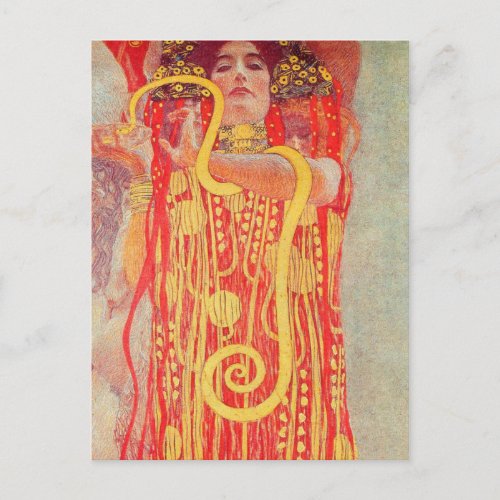 Gustav Klimt Red Woman Gold Snake Painting Postcard