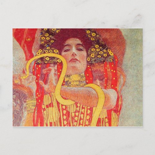 Gustav Klimt Red Woman Gold Snake Painting Postcard