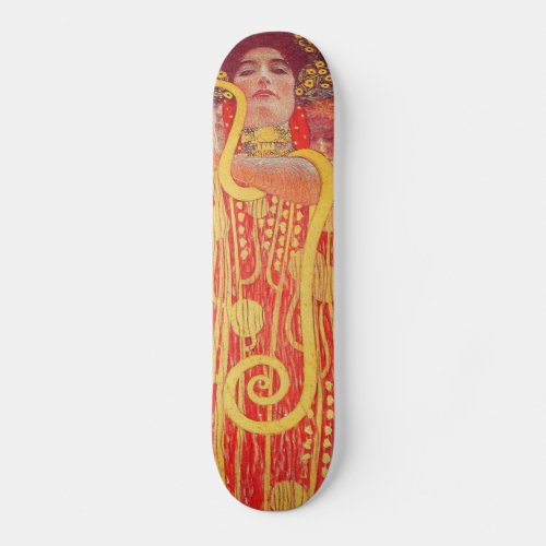 Gustav Klimt Red Woman Gold Snake Painting Skateboard Deck