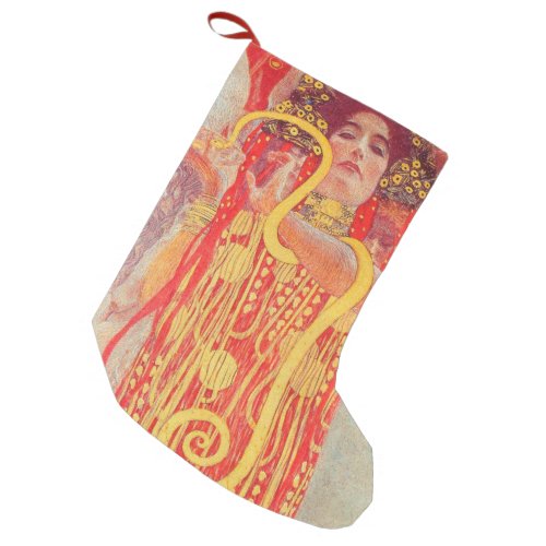 Gustav Klimt Red Woman Gold Snake Painting Small Christmas Stocking