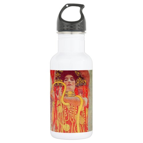 Gustav Klimt Red Woman Gold Snake Painting Stainless Steel Water Bottle