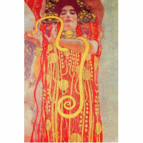 Gustav Klimt Red Woman Gold Snake Painting Statuette