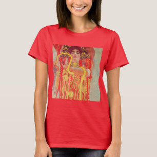 Gustav Klimt Red Woman Gold Snake Painting T-Shirt