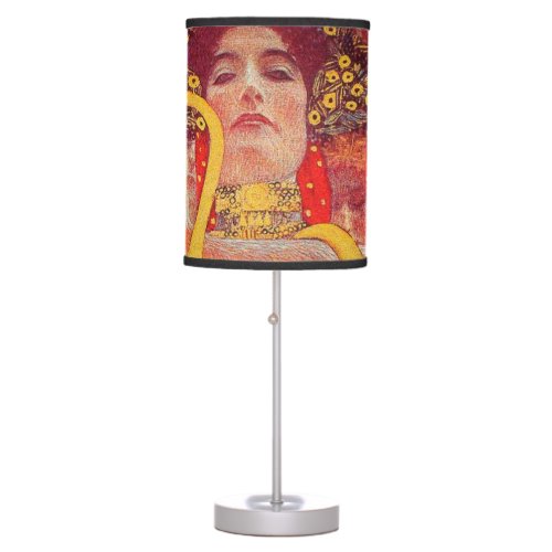 Gustav Klimt Red Woman Gold Snake Painting Table Lamp