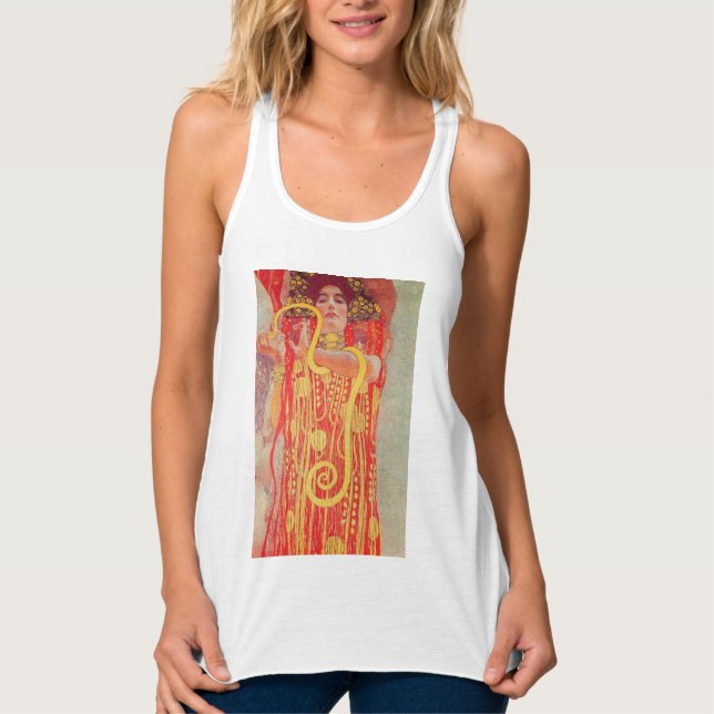 Gustav Klimt Red Woman Gold Snake Painting Tank Top (Front)