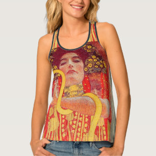 Gustav Klimt Red Woman Gold Snake Painting Tank Top