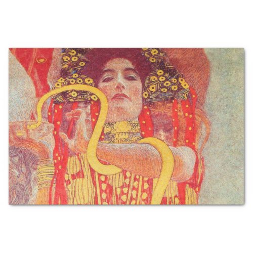 Gustav Klimt Red Woman Gold Snake Painting Tissue Paper
