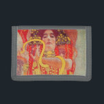 Gustav Klimt Red Woman Gold Snake Painting Trifold Wallet<br><div class="desc">Gustav Klimt Red Woman Gold Snake Art Nouveau Painting - Gustav Klimt was an ) was an Austrian symbolist painter, and a member of the Vienna Secession movement. He used real gold in his beautiful work of art nouveau women and decorative art. This Klimt painting was called "Medicine" or Hygieia....</div>