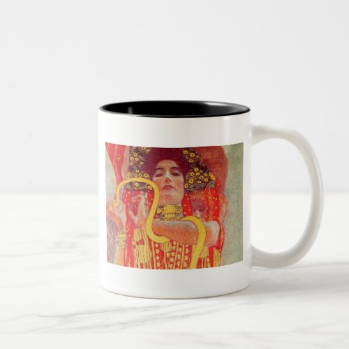 Gustav Klimt Red Woman Gold Snake Painting Two_Tone Coffee Mug