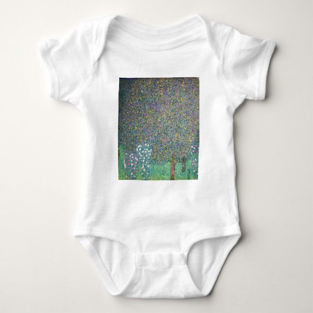 Gustav Klimt - Rosebushes under the Trees Baby Bodysuit (Front)