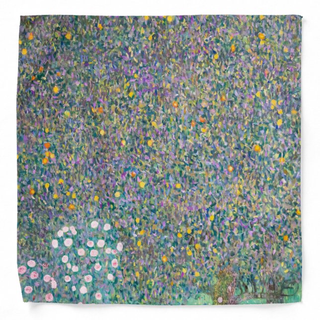 Gustav Klimt - Rosebushes under the Trees Bandana (Front)