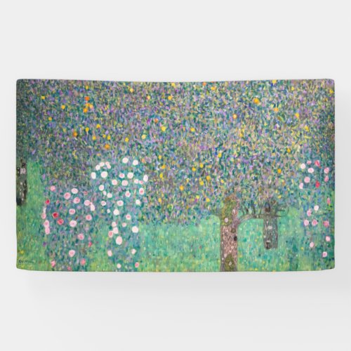 Gustav Klimt _ Rosebushes under the Trees Banner