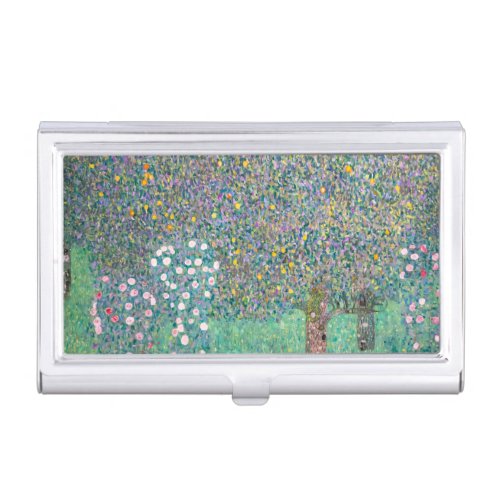 Gustav Klimt _ Rosebushes under the Trees Business Card Case