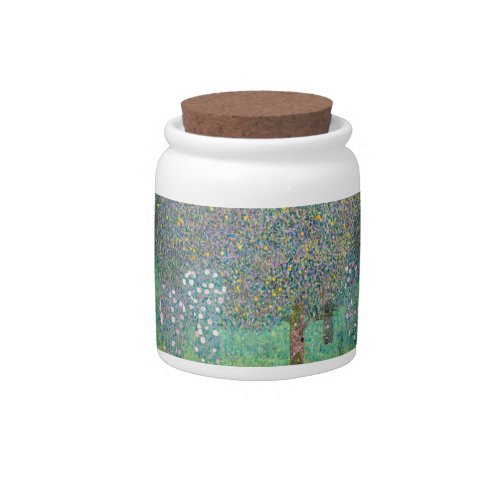 Gustav Klimt _ Rosebushes under the Trees Candy Jar