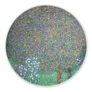 Gustav Klimt - Rosebushes under the Trees Ceramic Knob