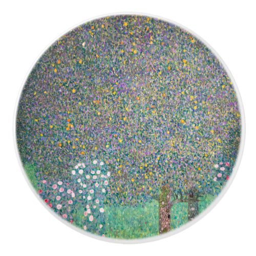 Gustav Klimt _ Rosebushes under the Trees Ceramic Knob