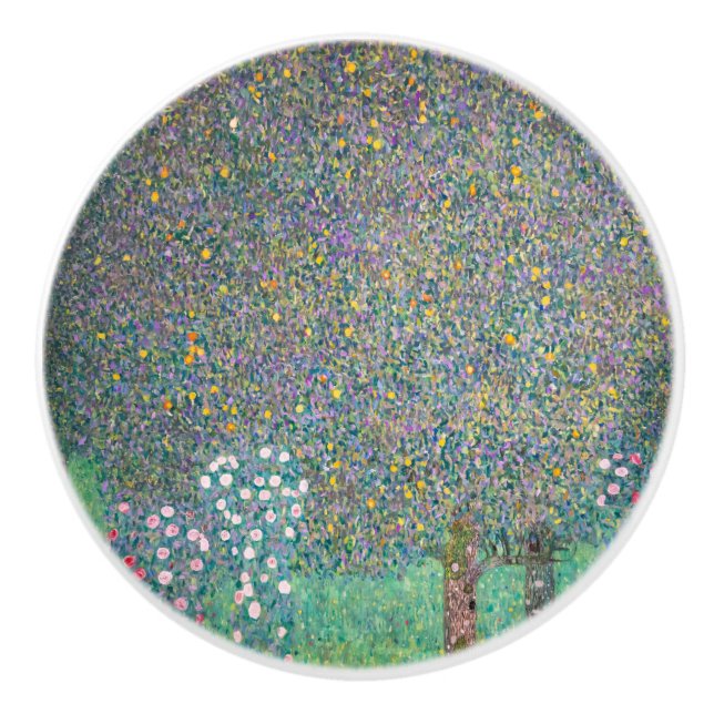 Gustav Klimt - Rosebushes under the Trees Ceramic Knob (Front)