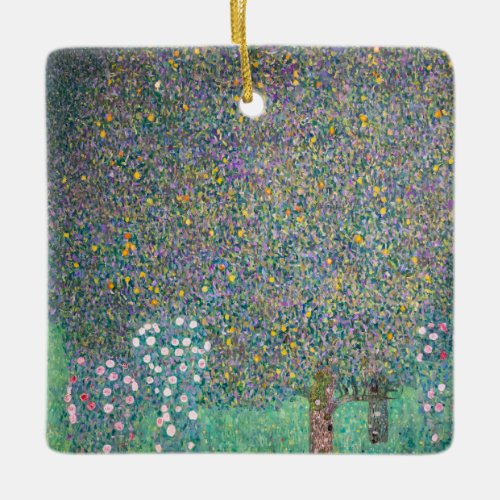 Gustav Klimt _ Rosebushes under the Trees Ceramic Ornament