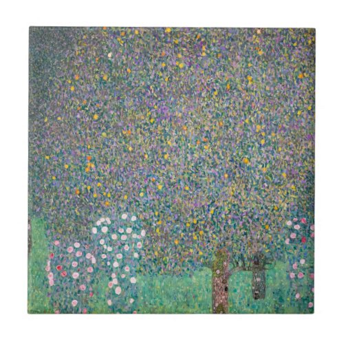Gustav Klimt _ Rosebushes under the Trees Ceramic Tile