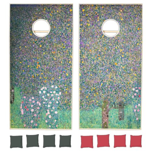 Gustav Klimt _ Rosebushes under the Trees Cornhole Set