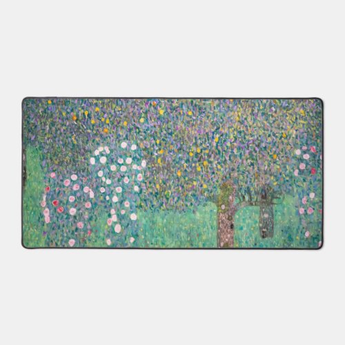 Gustav Klimt _ Rosebushes under the Trees Desk Mat