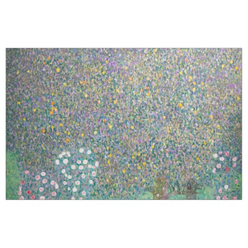 Gustav Klimt _ Rosebushes under the Trees Fabric