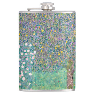Gustav Klimt - Rosebushes under the Trees Flask