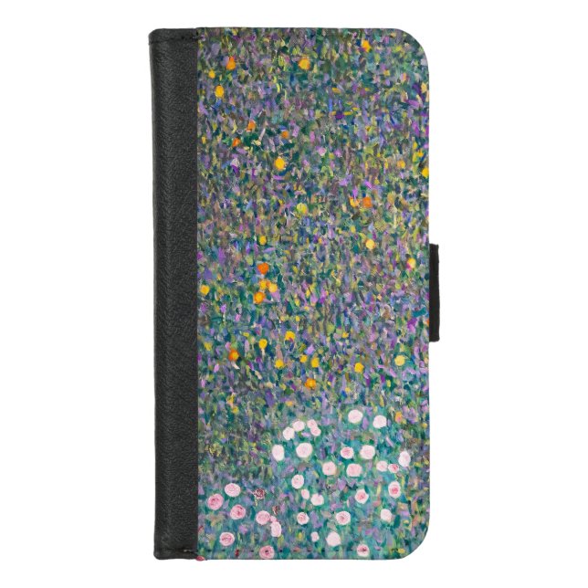 Gustav Klimt - Rosebushes under the Trees iPhone Wallet Case (Front)