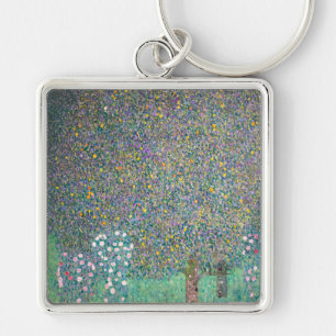 Gustav Klimt - Rosebushes under the Trees Keychain