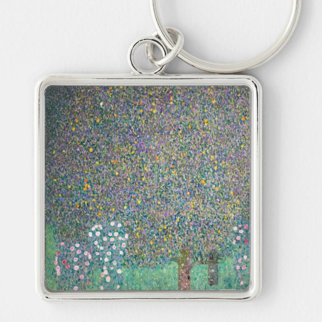 Gustav Klimt - Rosebushes under the Trees Keychain (Front)
