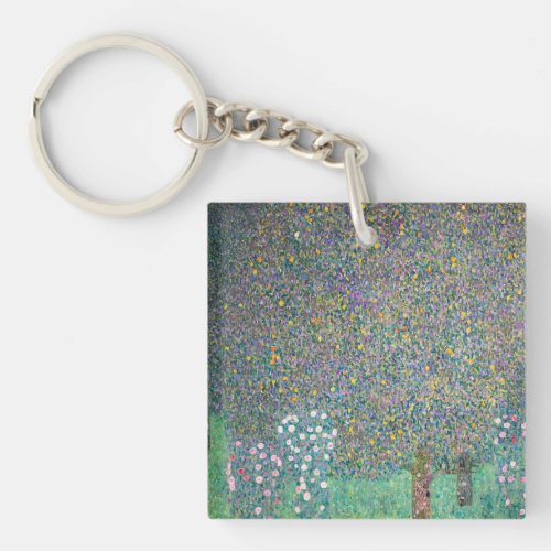 Gustav Klimt _ Rosebushes under the Trees Keychain